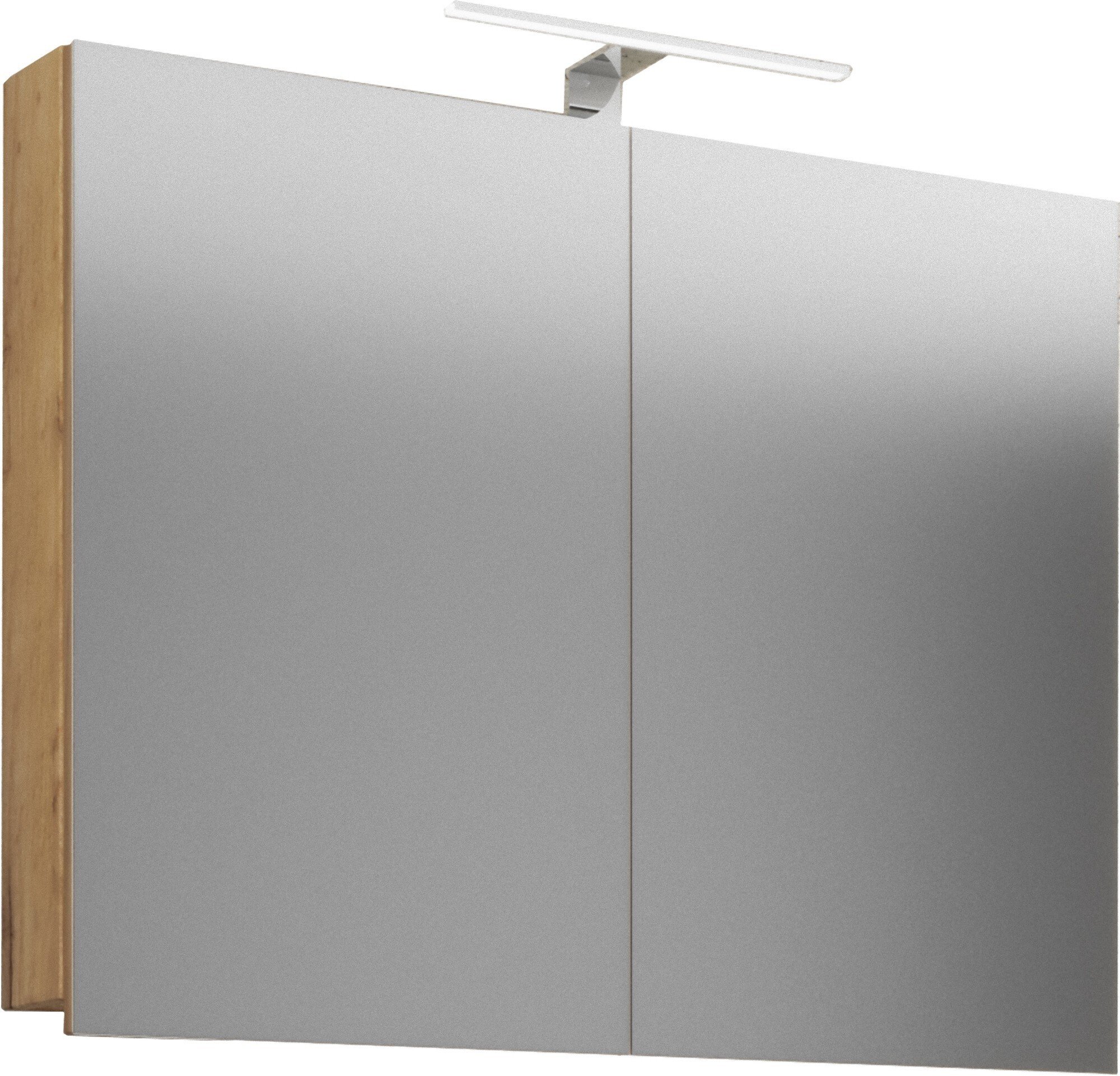 VCB1 szafka łazienkowa z lustrem 80cm z oświetleniem,Replika dąb miodowy.