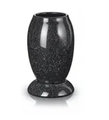 Wazony i flakony - Wazon Ceramiczny Nagrobny Cmentarz 22Cm Czarny - miniaturka - grafika 1