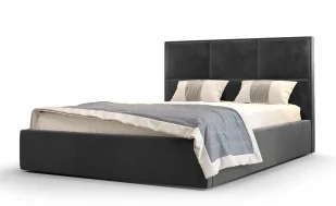 Ciemnoszare łóżko z pikowanym zagłówkiem 5 rozmiarów - Welario - Inne meble do sypialni Ciemnoszare łóżko z pikowanym zagłówkiem 5 rozmiarów - Welario - Inne meble do sypialni - miniaturka - grafika 1