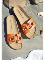 Klapki i japonki damskie - BABUNKERS Family Skórzane klapki w kolorze pomarańczowym - miniaturka - grafika 1