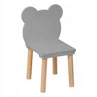 Krzesła obrotowe dla dzieci - Krzesełko dla dzieci Miś drewniane szare- 52 cm, krzesło dziecięce - miniaturka - grafika 1