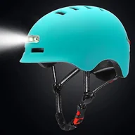 Kaski rowerowe - Kask rowerowy Kask motocyklowy z podświetlaną lampką ostrzegawczą dla dorosłych dzieci Niebieski S 48-53cm - miniaturka - grafika 1