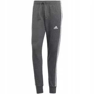 Spodnie męskie adidas Essentials French Terry Tapered Cuff 3-Stripes szare - Dresy męskie - miniaturka - grafika 1