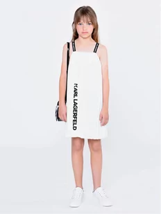 KARL LAGERFELD Sukienka codzienna Z12246 D Biały Relaxed Fit - Sukienki i spódniczki dla dziewczynek - miniaturka - grafika 1
