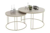 Ławy i stoliki kawowe - Nowoczesny komplet stolików kawowych złoty + dąb sonoma C0-L73 - miniaturka - grafika 1