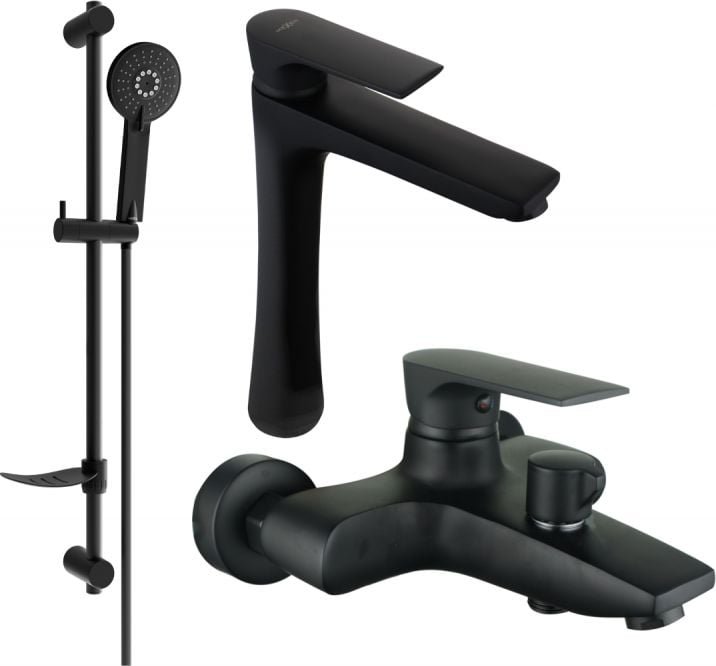 Mexen Axel DF40 zestaw wannowy, czarny - 73813DF40-70