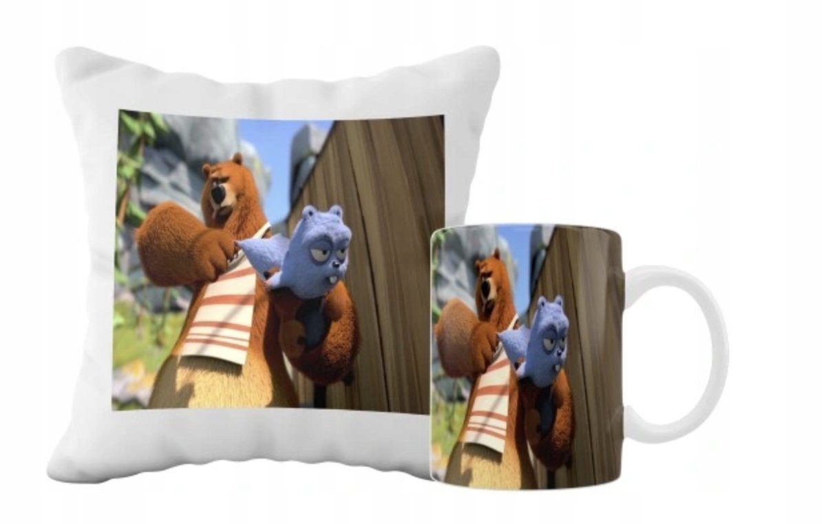 ZESTAW PODUSZKA + KUBEK Prezent Grizzy i lemingi BAJKA + IMIĘ 20