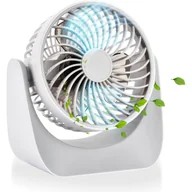 Wentylatory - Wentylator biurkowy, przenośny wentylator biurkowy, cichy wentylator, regulowany w zakresie 360°, odpowiedni do domu lub biura, w podróży, biały - miniaturka - grafika 1
