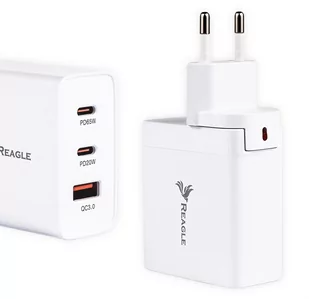 SZYBKA ŁADOWARKA GaN 65W 2x USB-C QC 3.0 ZASILACZ DO MACBOOK LAPTOPA IPHONE - Ładowarki do telefonów - miniaturka - grafika 1