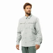 Koszule męskie - Męska koszula trekkingowa Jack Wolfskin BARRIER LS SHIRT M Cool Grey - S - miniaturka - grafika 1
