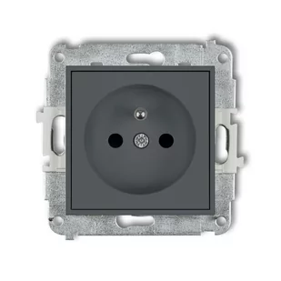 Karlik Gniazdo pojedyncze z uziemieniem grafit 28MGP-1zp - Gniazdka elektryczne - miniaturka - grafika 1