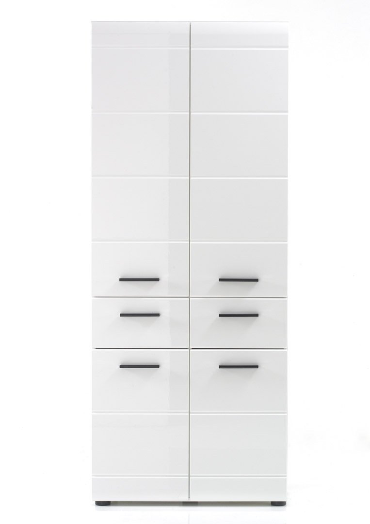 SkinGloss szafka łazienkowa 4 drzwi, 2 szuflady biały, biały wysoki połysk.