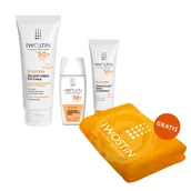 Balsamy i kremy do opalania - Zestaw Iwostin Solecrin SPF 50+, krem ochronny, 50 ml + ultra lekki niewidoczny fluid, 40 ml + żelowy krem do ciała, 200 ml + ręcznik kąpielowy gratis - miniaturka - grafika 1