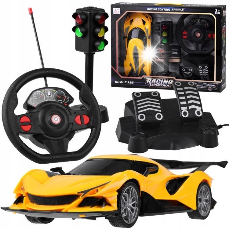 Zdalnie sterowane SPORTOWE auto + kierownica + sygnalizacja RC0589 ZO