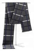 Apaszki i szaliki męskie - Szal Szalik Męski Szary W Czarno - Granatowe Pasy - miniaturka - grafika 1
