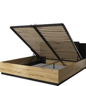 Stelaże pod materac - Łóżko 140 x 200 ze Stelażem i Pojemnikiem TYP-50 Sigma Helvetia Wieruszów Dąb Flagstaf Ciemny/Miedziany/Czarny - miniaturka - grafika 1