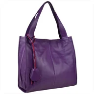 Torebki damskie - Duża torebka włoska shopper bag skóra naturalna fiolet - miniaturka - grafika 1