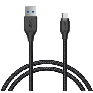 AUKEY Kabel Quick Charge CB-AC1 czarny nylonowy szybki USB C-USB 3.1 1.2m CB-AC1 BLACK - Kable komputerowe i do monitorów - miniaturka - grafika 1