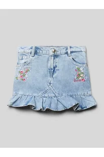 Spódnica jeansowa z wyhaftowanym motywem i detalem z logo - Guess - Spódnice - miniaturka - grafika 1