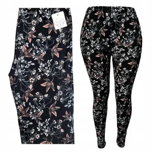 LEGINSY WYSOKI STAN KWIATY wygodne elastyczne miękkie kryjące 40 42 L XL - Legginsy - miniaturka - grafika 1