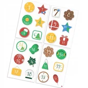 Kalendarze - NAKLEJKI ŚWIĄTECZNE KALENDARZ ADWENTOWY okrągłe 4,5 cm N05 - miniaturka - grafika 1