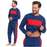 Piżamy damskie - Piżama Męska na Długi Rękaw i Spodnie Wygodna Klasyczna Odzież MORAJ M - miniaturka - grafika 1