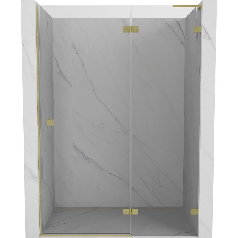 Mexen Lunar L drzwi prysznicowe uchylne prawe 140 cm, transparent, złote szczotkowane - 834L-140-000-55-00-P