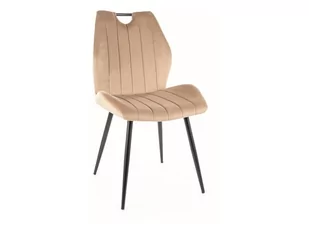 Krzesło tapicerowane do jadalni ARCO VELVET beżowe SIGNAL - Krzesła - miniaturka - grafika 1