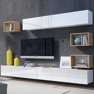 Inne meble do salonu - Meblościanka 31 Calabrini Calabrini GIB Meble Biały Mat / Biały Połysk / Dąb Złoty - miniaturka - grafika 1