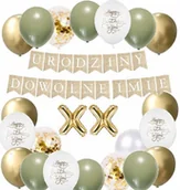 Balony i akcesoria - BALONY BOHO zestaw na URODZINY baner IMIĘ - miniaturka - grafika 1