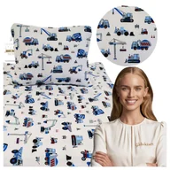 Pościel dla dzieci - Pościel Dziecięca 90x120 + 40x60 Koparki Niebieskie Na Białym Bawełna 100% - miniaturka - grafika 1