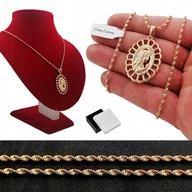 Biżuteria dla dzieci - ZŁOTY ŁAŃCUSZEK SINGAPUR 60 CM+MATKA BOSKA PREZENT - miniaturka - grafika 1