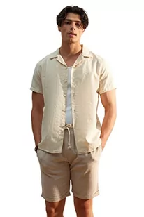 Trendyol Męska koszula o regularnym kroju z kołnierzykiem, BEŻOWY, S - Koszule męskie - miniaturka - grafika 1