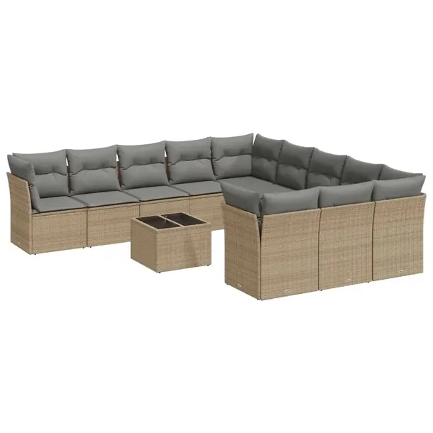 Beżowy zestaw mebli ogrodowych z rattanem PE, 62 x 62 x 69 cm, 55 x 55 x 3
