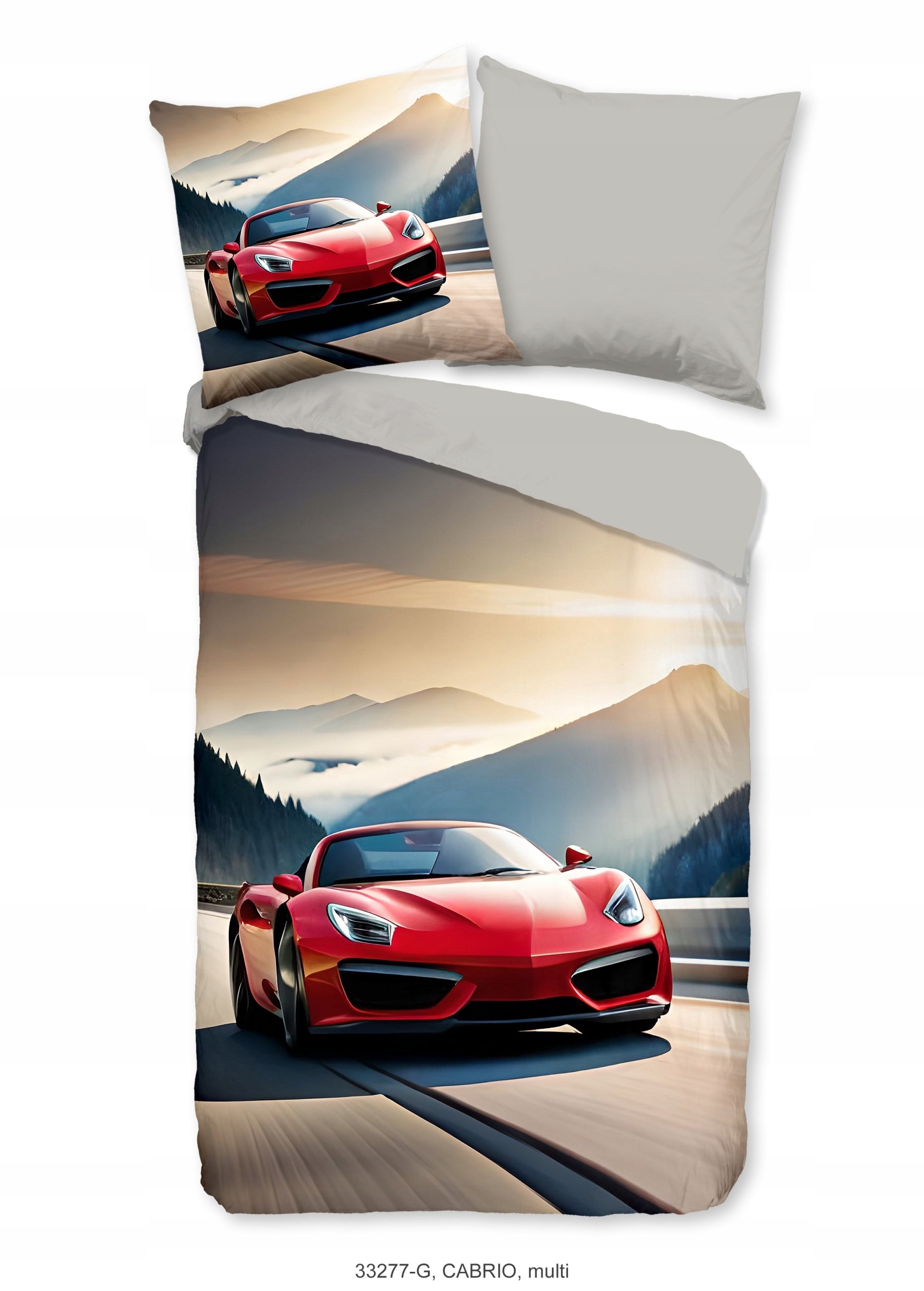 Pościel Bawełniana 135X200 Cabriolet Czerwone Auto Sportowe