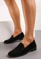 Mokasyny damskie - Czarne Eleganckie Mokasyny z Ekozamszu Wiallara - miniaturka - grafika 1