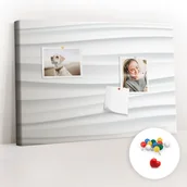 Tablice i flipcharty - Szkolna Tablica korkowa 60x40 cm, Kolorowe Pinezki, wzór Fale tekstura - miniaturka - grafika 1