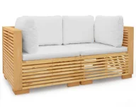 Meble ogrodowe - Drewniana modułowa sofa ogrodowa z kremowymi poduszkami K4-E20 - miniaturka - grafika 1