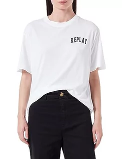 Koszulki i topy damskie - Replay T-shirt damski, 001 White, XXS - grafika 1