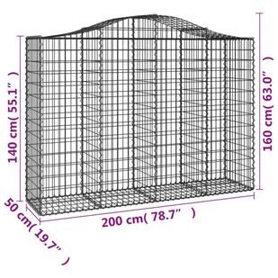 VIDAXL Kosze gabionowe, 5 szt, 200x50x140/160 cm, galwanizowane żelazo - Ogrodzenia - miniaturka - grafika 7