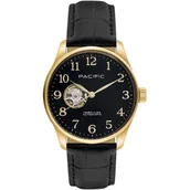Zegarki męskie - Pacific SAMA-1701-04 Automat złoto-czarny męski zegarek open heart - miniaturka - grafika 1