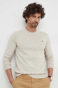 Gant sweter bawełniany kolor beżowy lekki - Swetry męskie - miniaturka - grafika 1