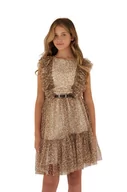 Sukienki i spódniczki dla dziewczynek - Guess sukienka dziecięca kolor brązowy mini rozkloszowana - miniaturka - grafika 1