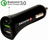 Ładowarki samochodowe - Ładowarka Swissten Premium Quick Charge 3.0 czarna - miniaturka - grafika 1