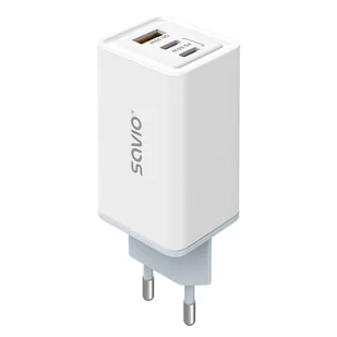 SAVIO ŁADOWARKA SIECIOWA GAN 65W BIAŁA LA-07 - Ładowarki do telefonów - miniaturka - grafika 7