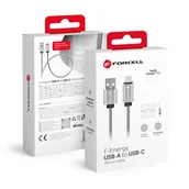 Kable USB - Forcell Kabel C234 USB-A do USB-C, 2,4A, QC3.0, 1 m, srebrny - miniaturka - grafika 1