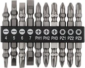 Bity - Zestaw bitów dwustronnych SL4/5/6/7, PH1/2/3, PZ1/2/3 x 65 mm, 10 szt. - miniaturka - grafika 1