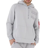 Bluzy sportowe męskie - Bluza Alpha Industries Patch Hoodie LF 136330666 - szara - miniaturka - grafika 1