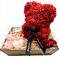 Zestawy upominkowe - Luksusowy Zestaw Prezentowy na walentynki – Miś z Róż, Świeczka, SPA - miniaturka - grafika 1