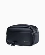 Walizki - Czarna kosmetyczka ze skóry ekologicznej - miniaturka - grafika 1